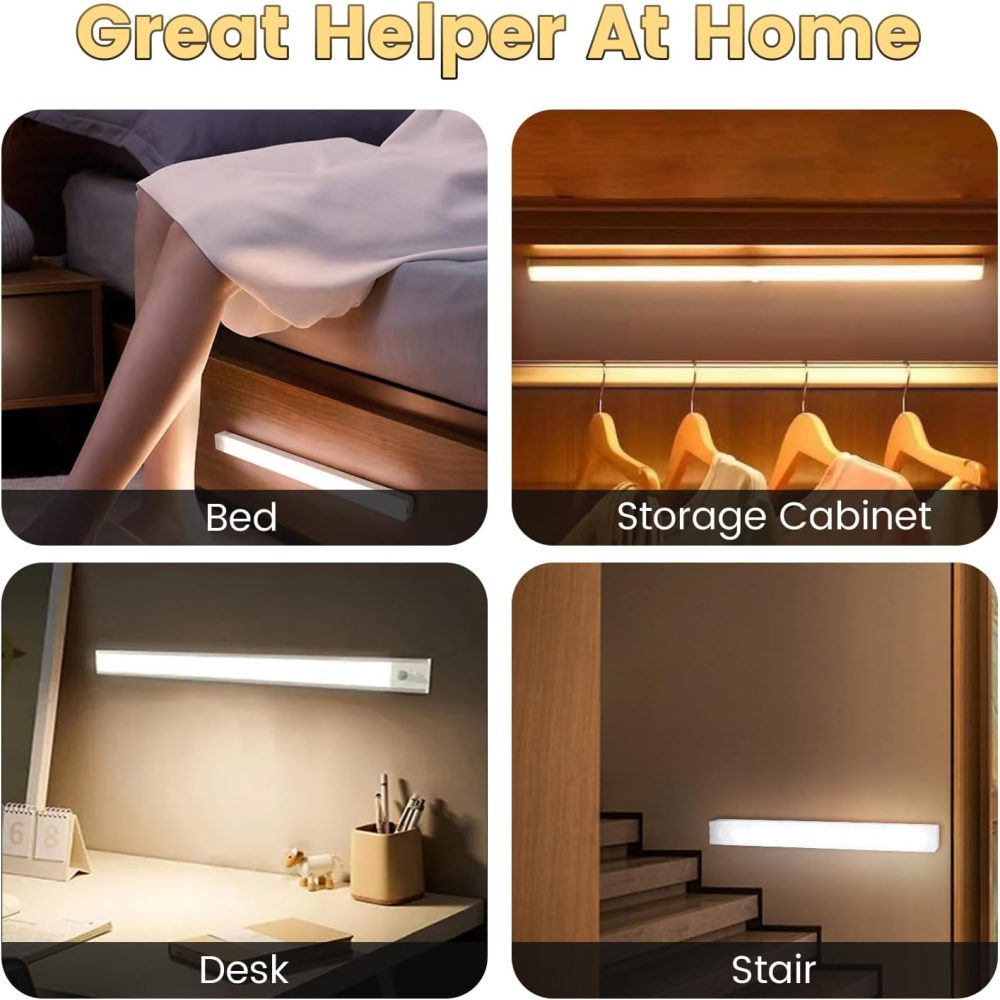 5 Pack Motion Sensor Under Cabinet Lights with Magnetic, LED Rechargeable 8 Inch Under Counter Closet Lights for Wardrobe Cupboard Kitchen - Image 6
